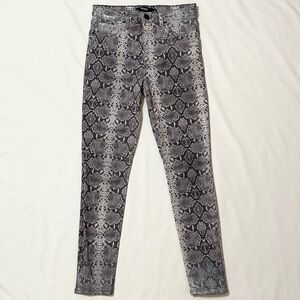 Hudson Barbara Super Skinny Gray/White Python Snakeskin Silver Coated Jeans - 28